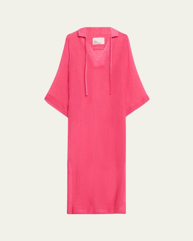 Linen-Blend Tunic Caftan